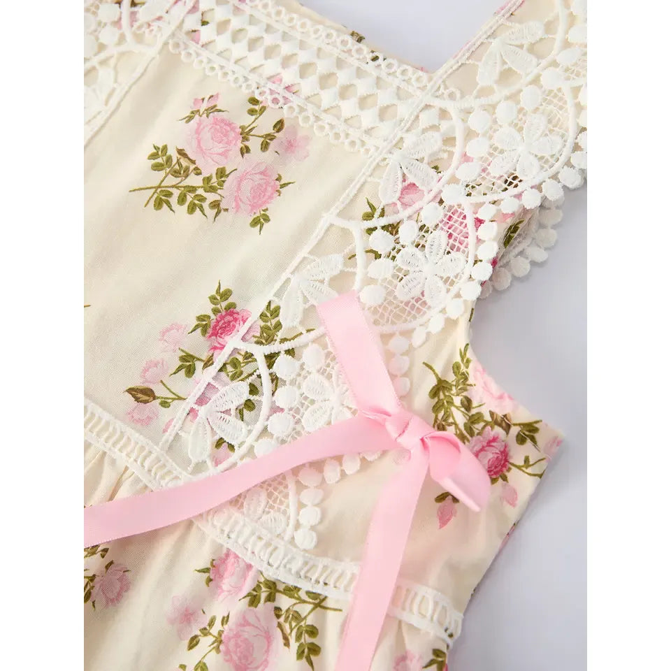 Girl's Youth Lace-Trimmed Bow Dress