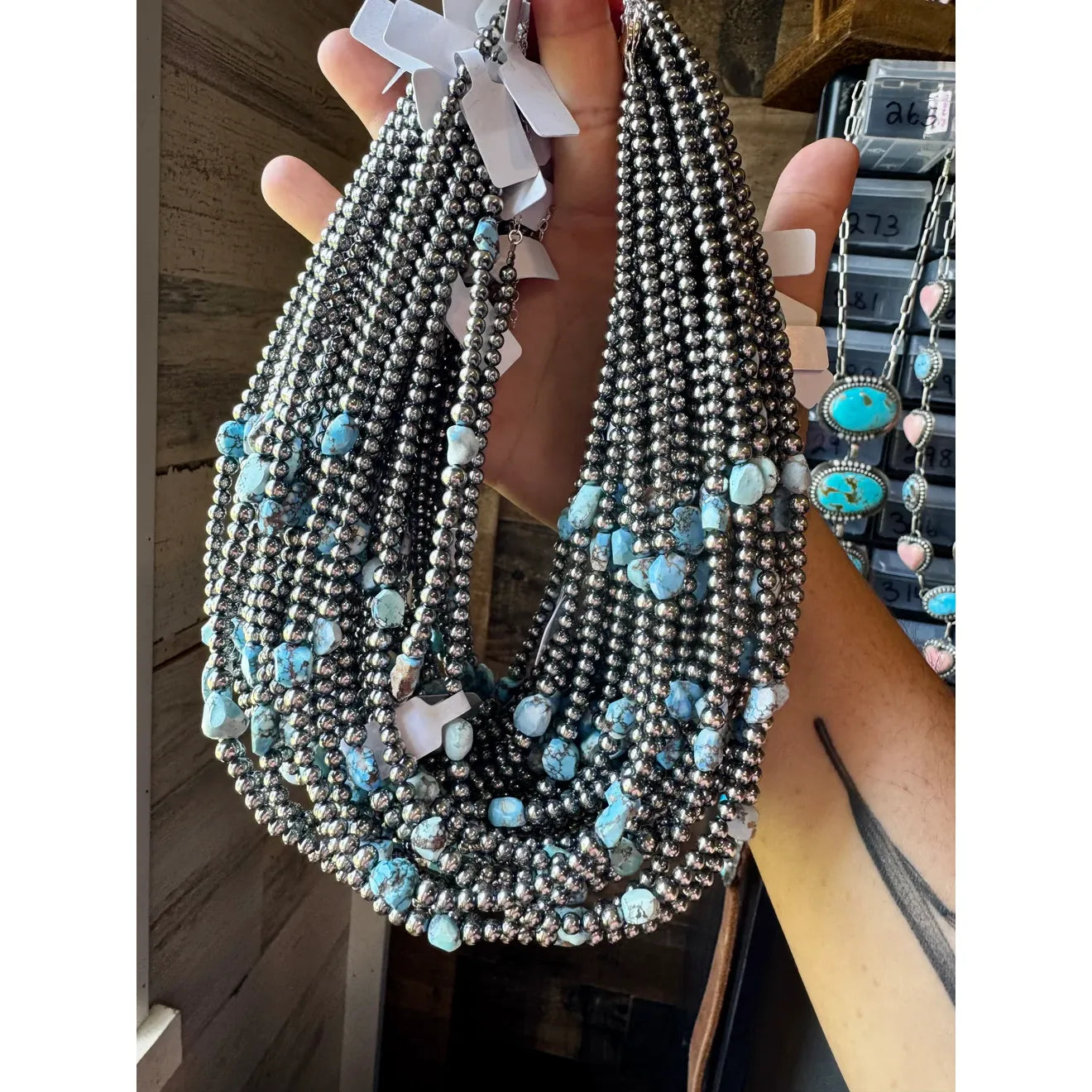 Bijoux Fab Golden Hill Turquoise & Sterling Silver Pearl Necklace