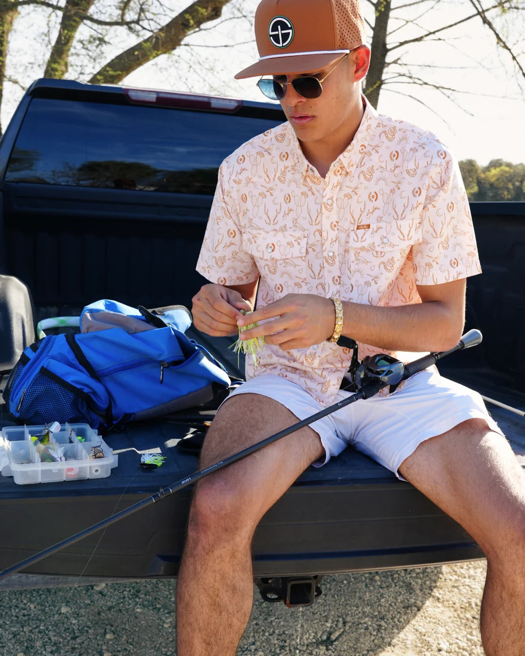SanJac Men's Texas Sun Short Sleeve Performance Pearl Snap COA-SS-TXSUN