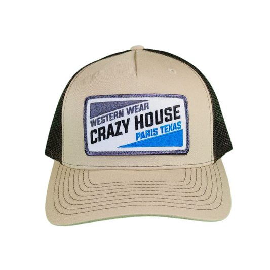 Tan Snapback with Diagonal Crazy House - Crazy House Western Wear