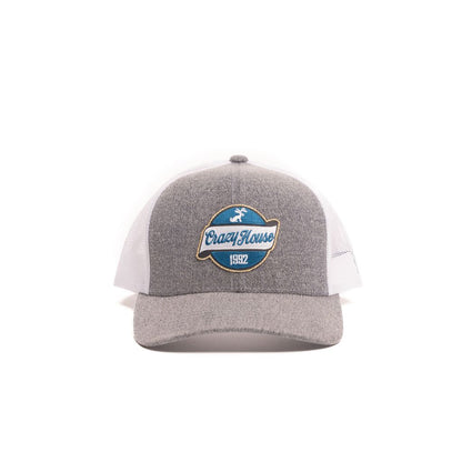 Crazy House Unisex Grey and White Snapback with 1992 Jackelope Patch - Crazy House Western Wear