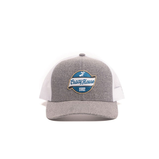 Crazy House Unisex Grey and White Snapback with 1992 Jackelope Patch - Crazy House Western Wear