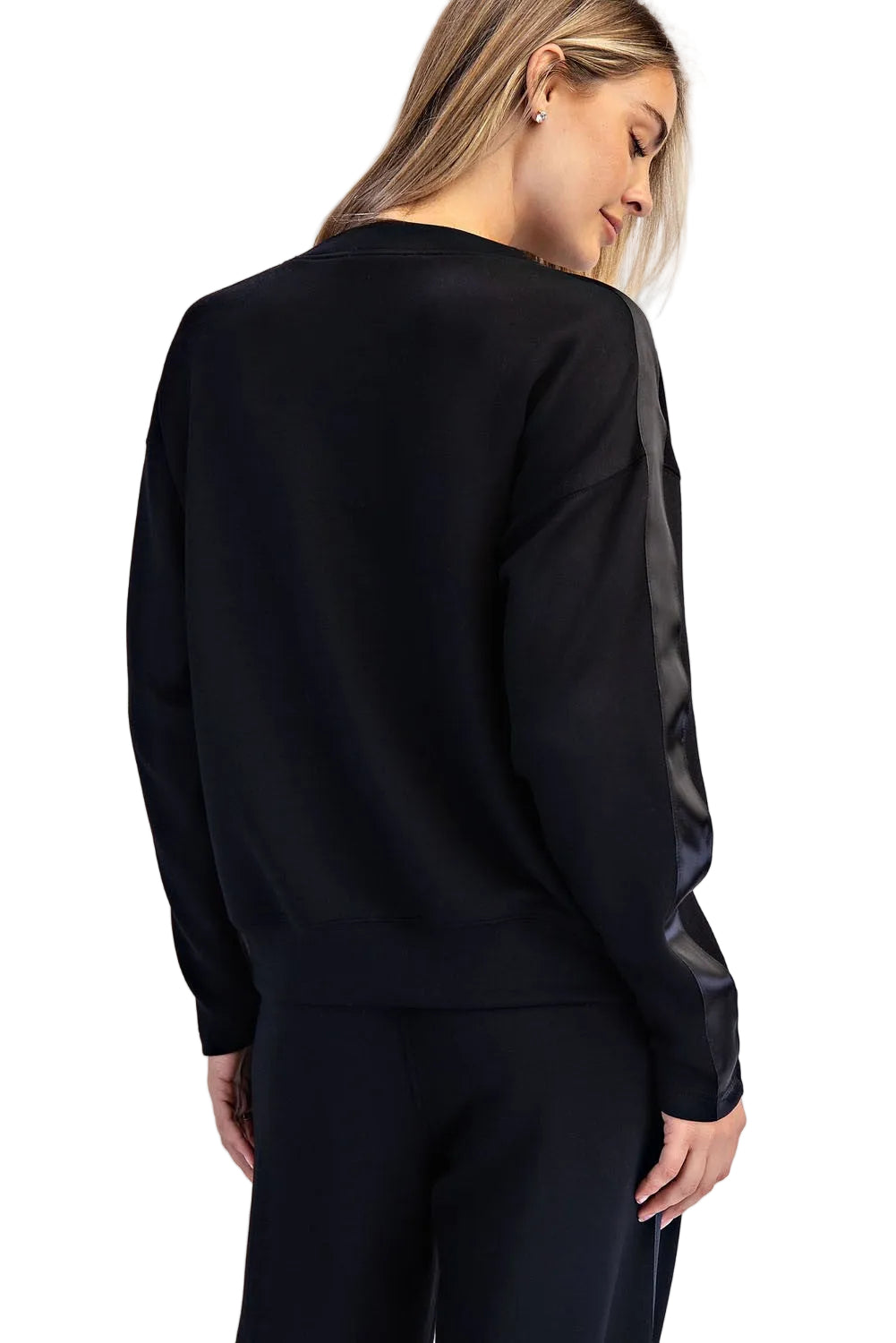 Women's Rae Mode Scuba Luxe Satin Crew Neck Pullover T0068