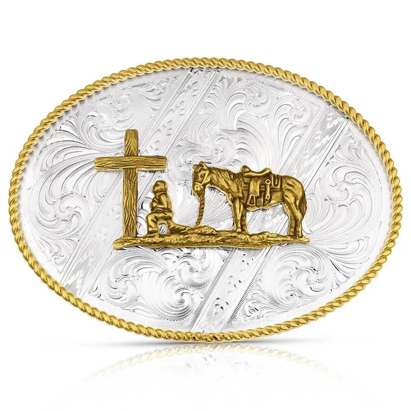 Men's Montana Silversmith Striking Engraved Buckle with Christian Cowboy 6186-731