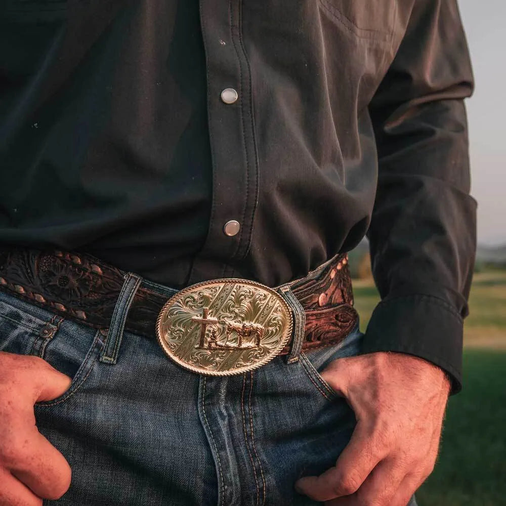 Men's Montana Silversmith Striking Engraved Buckle with Christian Cowboy 6186-731