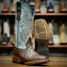 Tanner Mark Women's Brown Ostrich Square Toe Boots TML207146