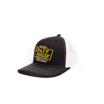 Crazy House Unisex Black and White Snapback with Outfitter Patch - Crazy House Western Wear