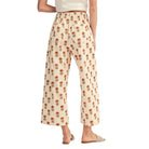 Women's Cream Wide Leg Boho Floral Casual Pants H41163-10