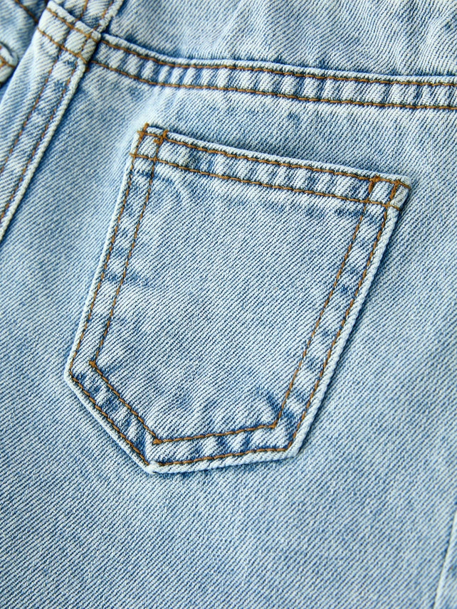 Rylee Faith Girl's Light Wash Bow Applique Relaxed Fit Jeans 