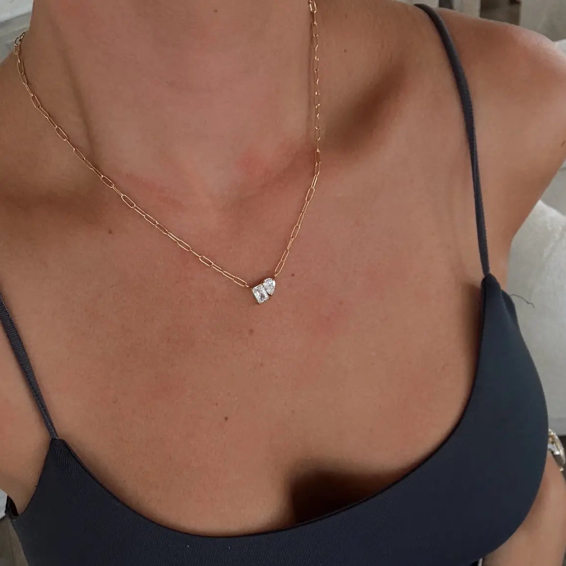 Women's Gold Chain Naomi Necklace with Small Diamonds 