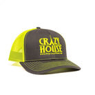 Grey and Neon Green Snapback with Crazy House Stitching - Crazy House Western Wear