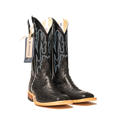 Anderson Bean Black Full Quill Ostrich with 13" Black Kidskin Top S3015 - Crazy House Western Wear