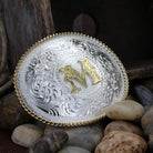 Montana Silversmiths Initial M Silver Engraved Gold Trim Western Belt Buckle 700M