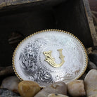 Montana Silversmiths Initial U Silver Engraved Gold Trim Western Buckle 700U