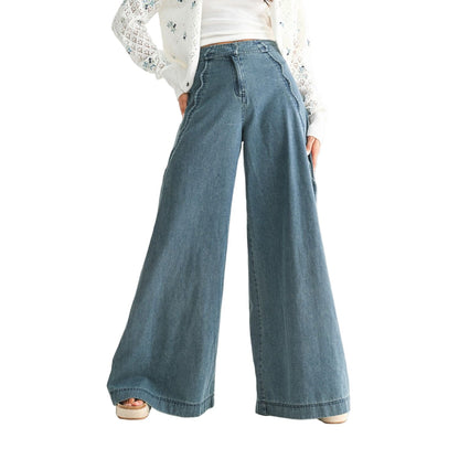 Women's Wide-leg Stretchy Denim Trousers CEPZ26336