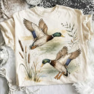 Women's Ivory Short Sleeve Vintage Mallard Duck T-shirt 