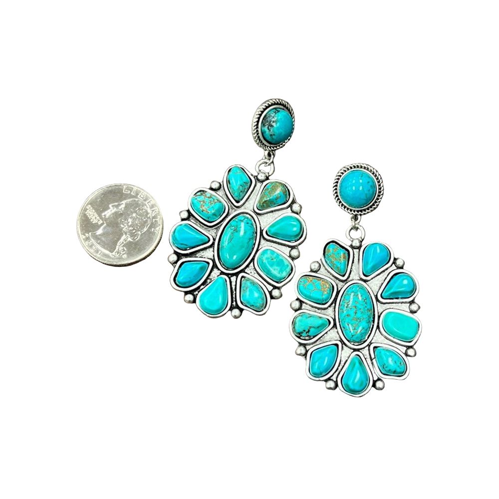 Women's Isac 2.7" Long Navajo Turquoise Post Earrings 