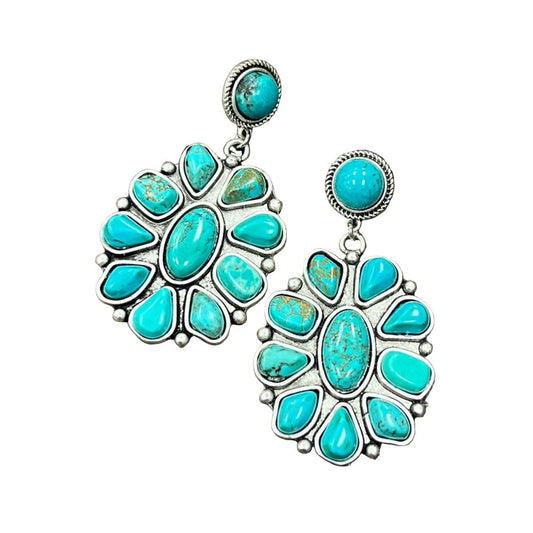 Women's Isac 2.7" Long Navajo Turquoise Post Earrings 