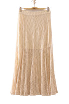 Very J Women's Sheer Lace Crinkle Maxi Skirt with Elastic Waistband