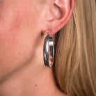 Women's West & Co 2" Silver Aztec Stamped Hoop Earrings E700