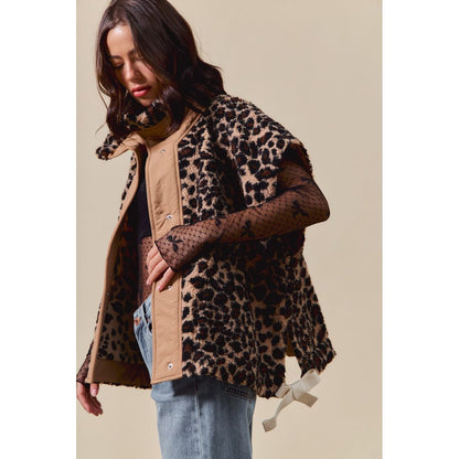 Women's Leopard Soft Sherpa Fur Sleeveless Vest Jacket ST2049E-02