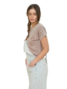 Women's Washed Short Sleeve Boxy Knit Top J5FP1005-T