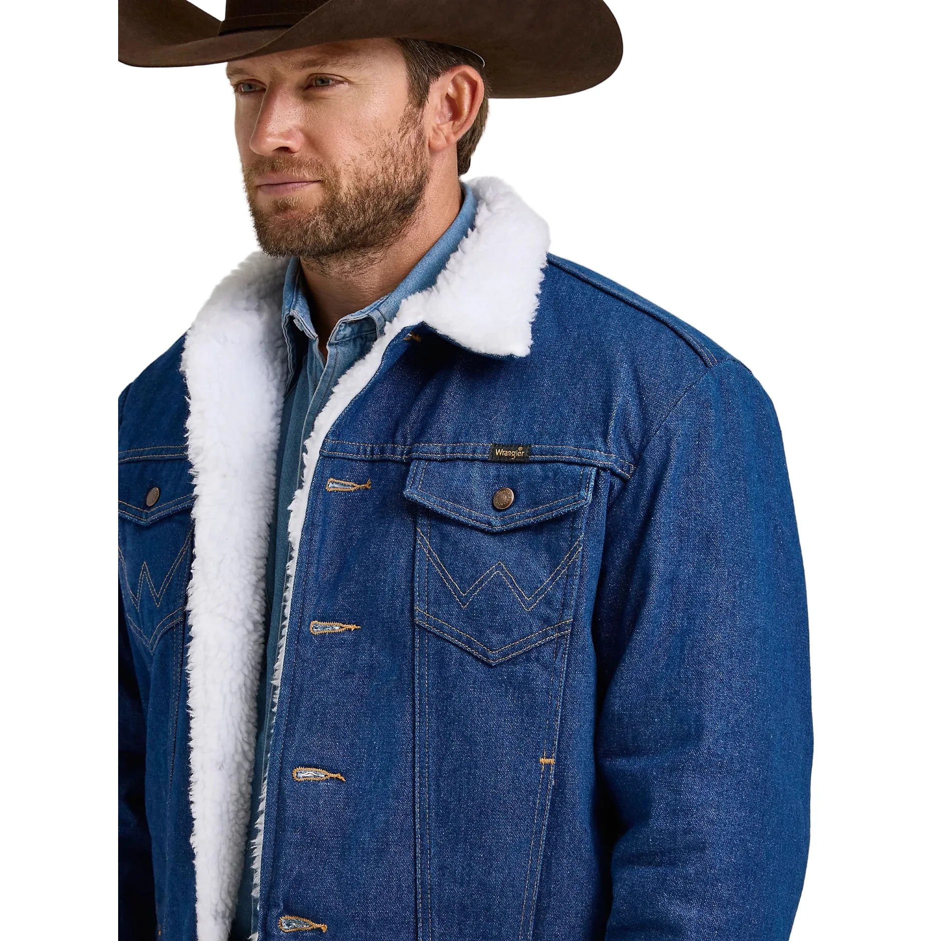 Men's Wrangler Western Sherpa Lined Denim Jacket 