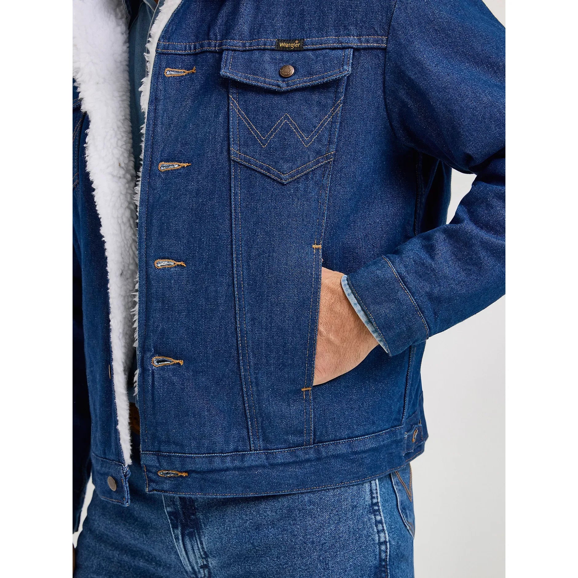Men's Wrangler Western Sherpa Lined Denim Jacket 