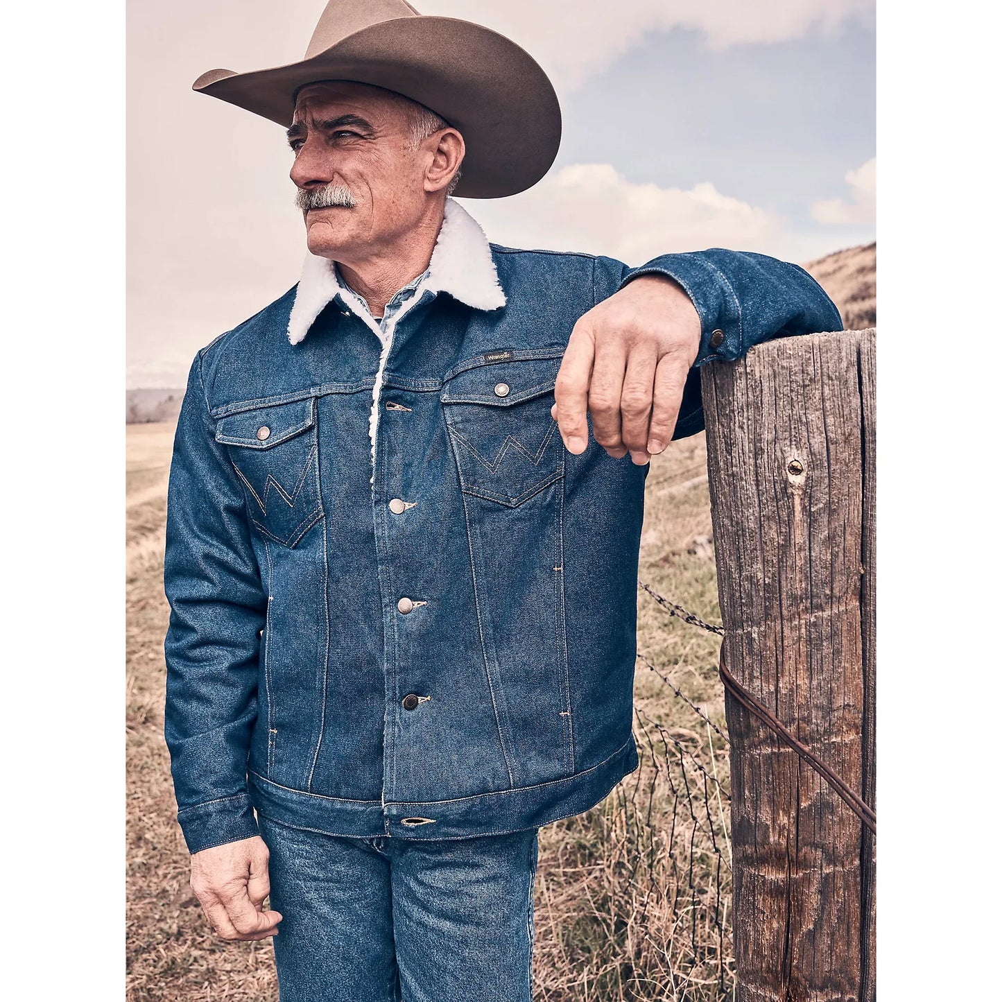 Men's Wrangler Western Sherpa Lined Denim Jacket 