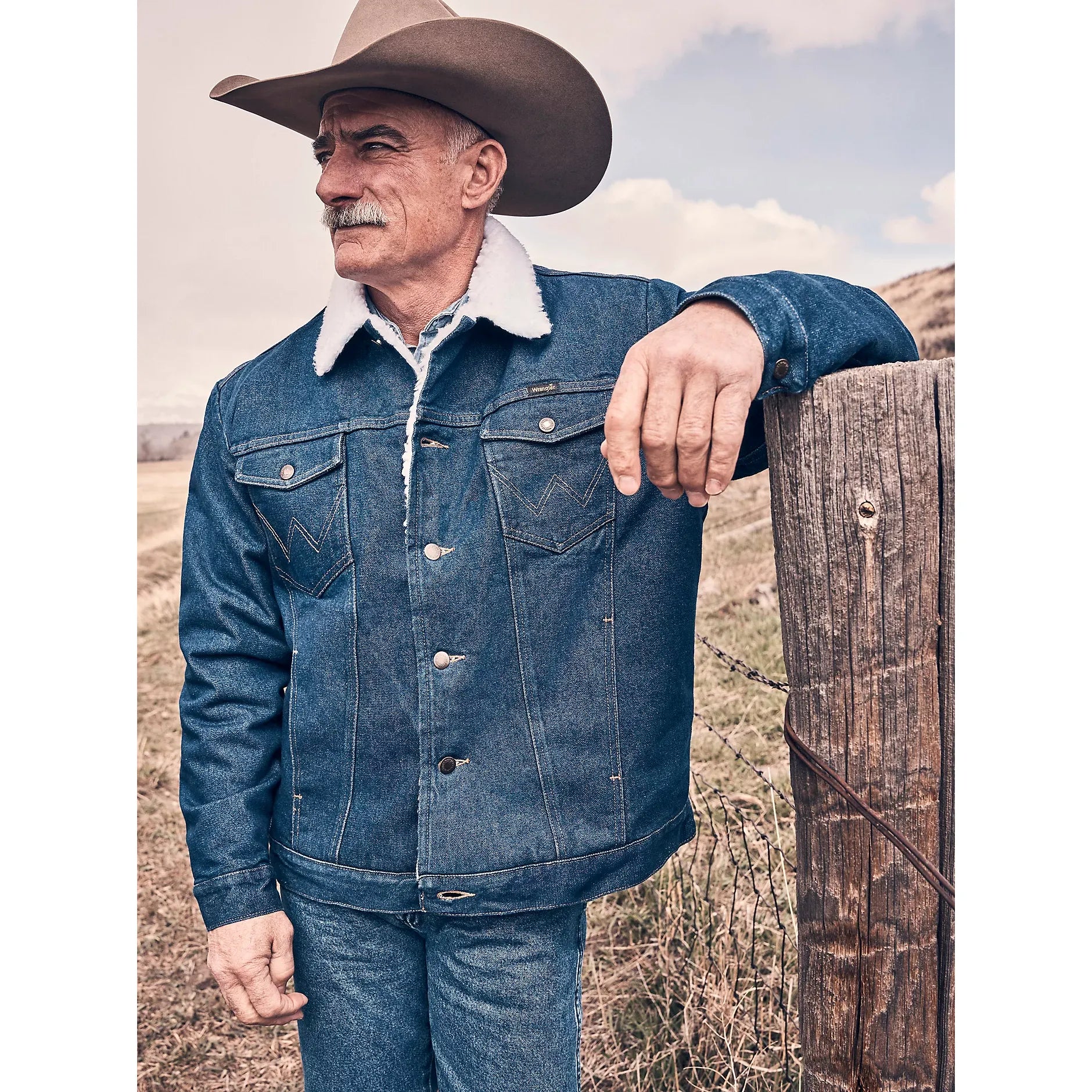 Men's Wrangler Western Sherpa Lined Denim Jacket 
