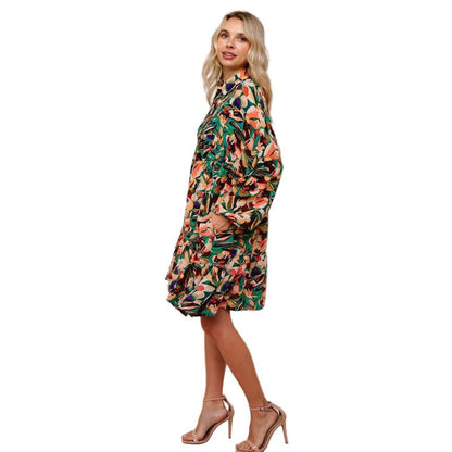 Women's Plus Collared Floral Dress with Ruffle HD7160AX