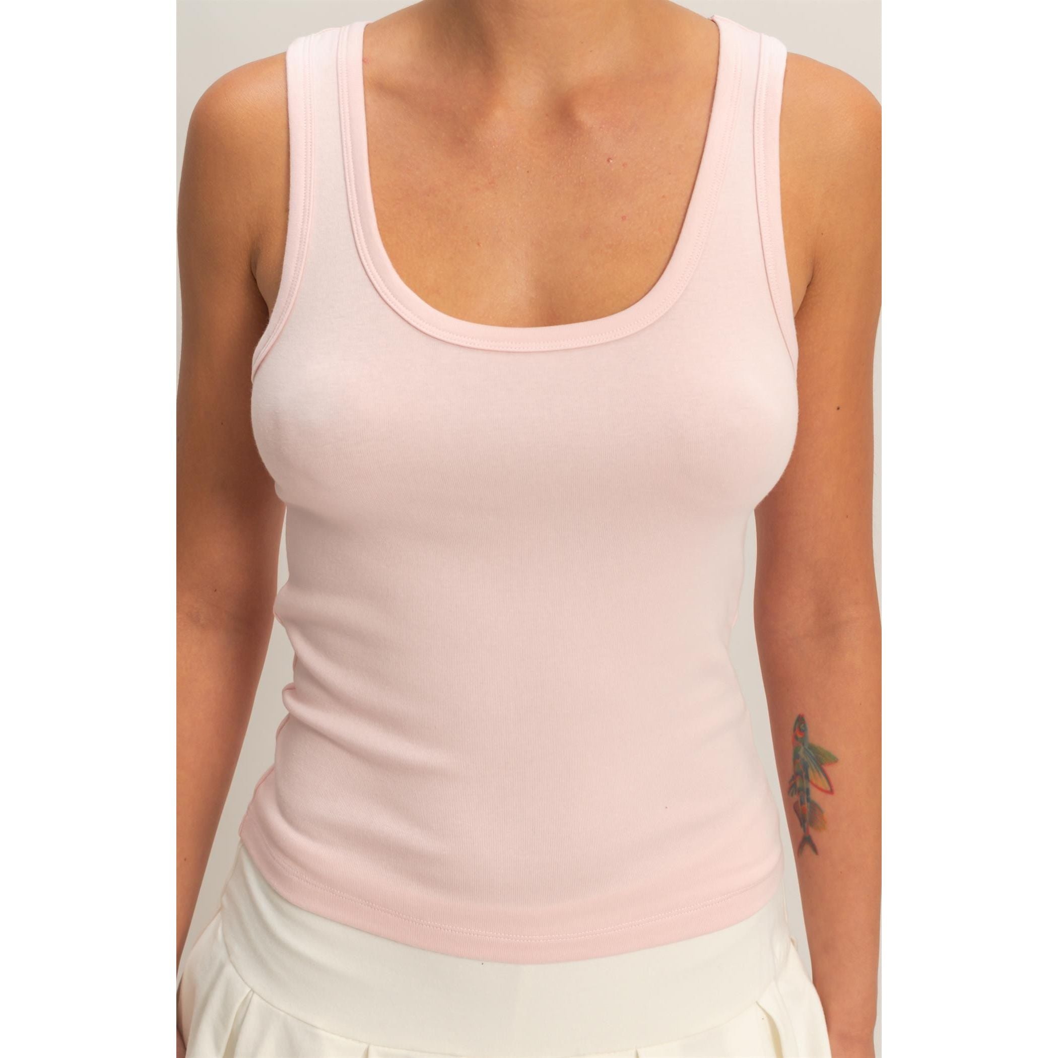 Women's Soft Pink Scoop Neck Tank Top DZ26A398-SP