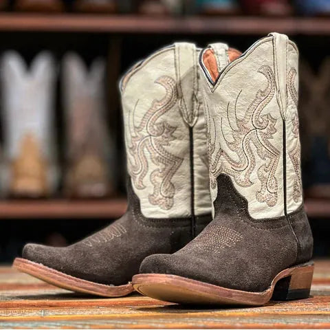 Kid's Tanner Mark Brown Roughout Boots TMK205274 - Crazy House Western Wear