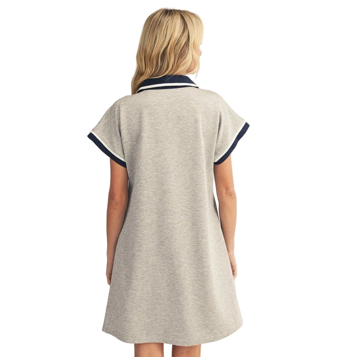 Women's Heather Gray Contrast Accent Solid Casual Dress M50814-HTHGR