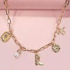 Women's Josslyn Gold Western Boot Star Hat Horseshoe Charm Necklace 80N1187-NCK