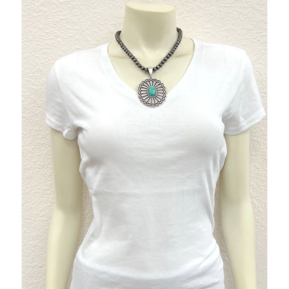 Women's Isac 16" Boho Concho Turquoise Necklace 735706