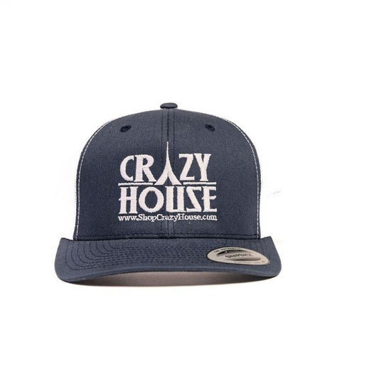 Navy and White Snapback with Crazy House Stitching