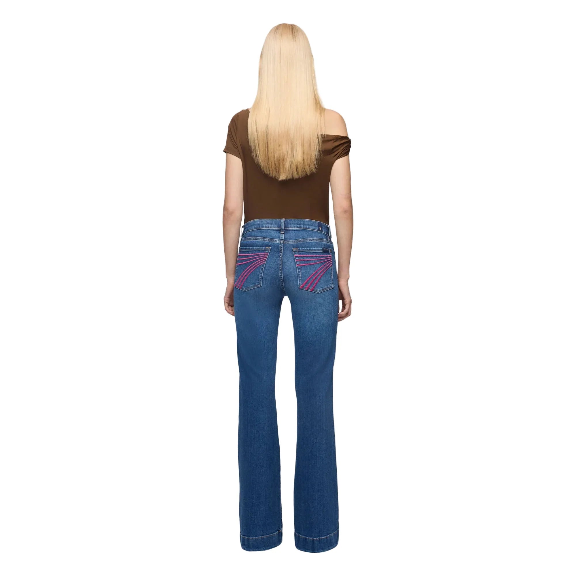 Women's Seven For All Mankind Moonwater Tailorless with Pink Stitch 7U307C12-1ZM