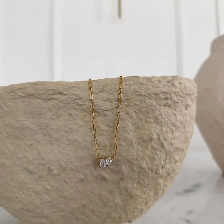 Women's Gold Chain Naomi Necklace with Small Diamonds 