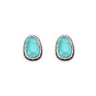 Women's West & Co 1" Turquoise Post Earring with Burnished Silver Rope Border E820