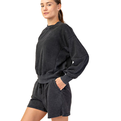 Women's Mineral Washed French Terry Short Set SET0029