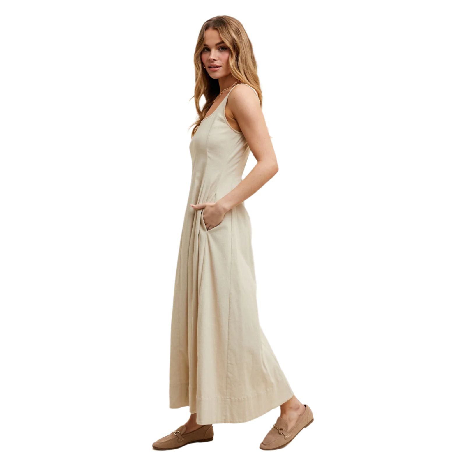 S Women's Cotton A-line Midi Dress WL25-10203 S Women's Cotton A-line Midi Dress WL25-10203