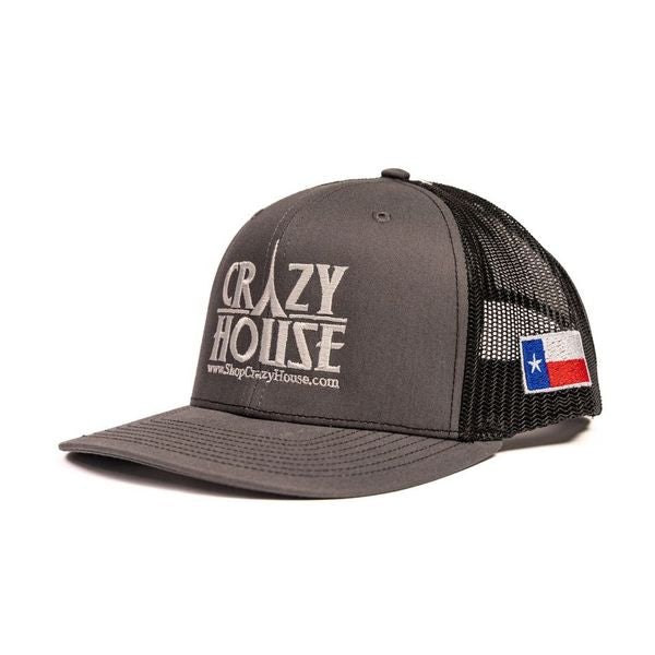 Charcoal and Black Snapback with Crazy House Stitching - Crazy House Western Wear