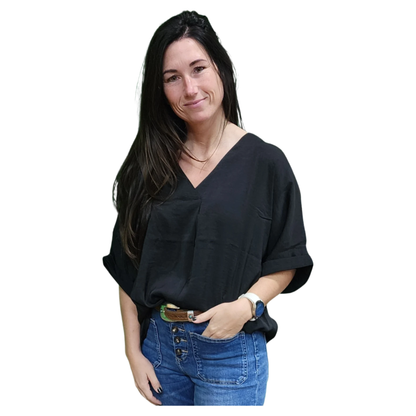 Glam V Neck High Low Blouse - Crazy House Western Wear