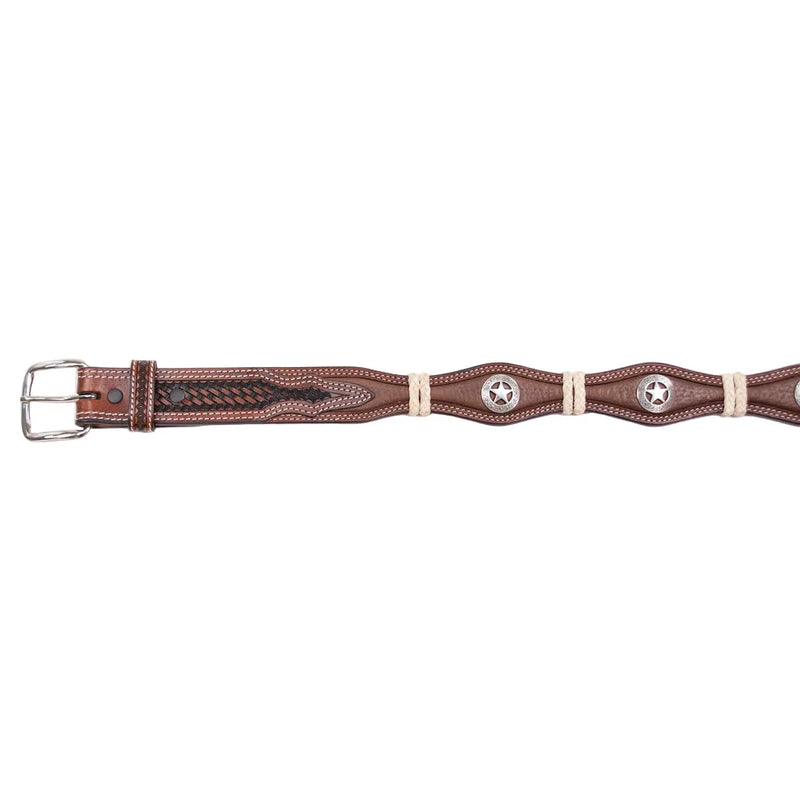 Boy's Cowboy Chrome Scalloped Belt with Rawhide Braid and Stars 815