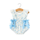 Girl's Blue Floral and Bow Ruffle Onesie 