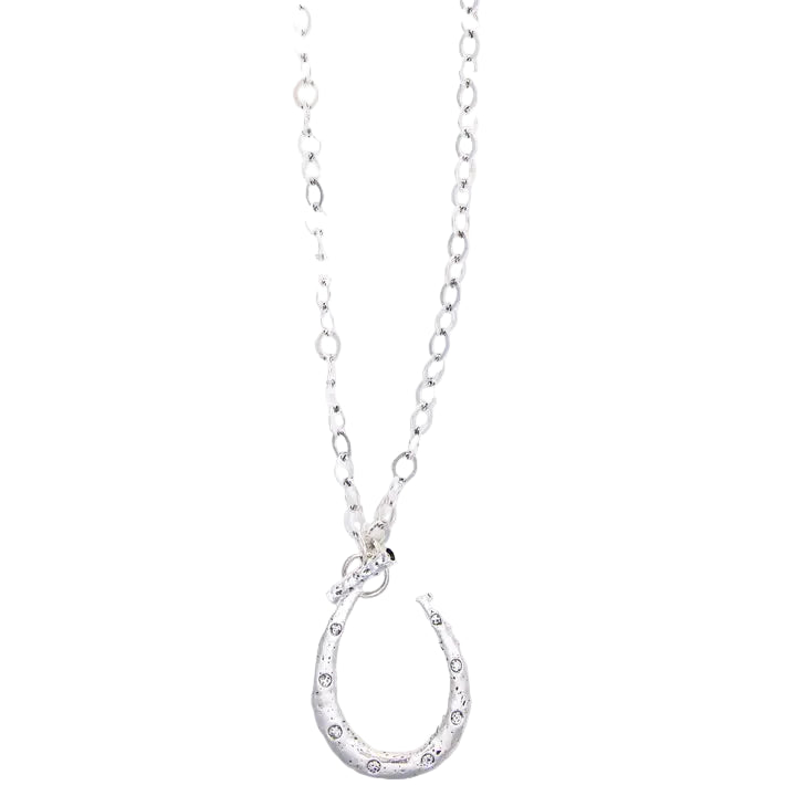 Women's West & Co 34" Silver Chain Necklace with Large Horseshoe Pendant N1513HRS
