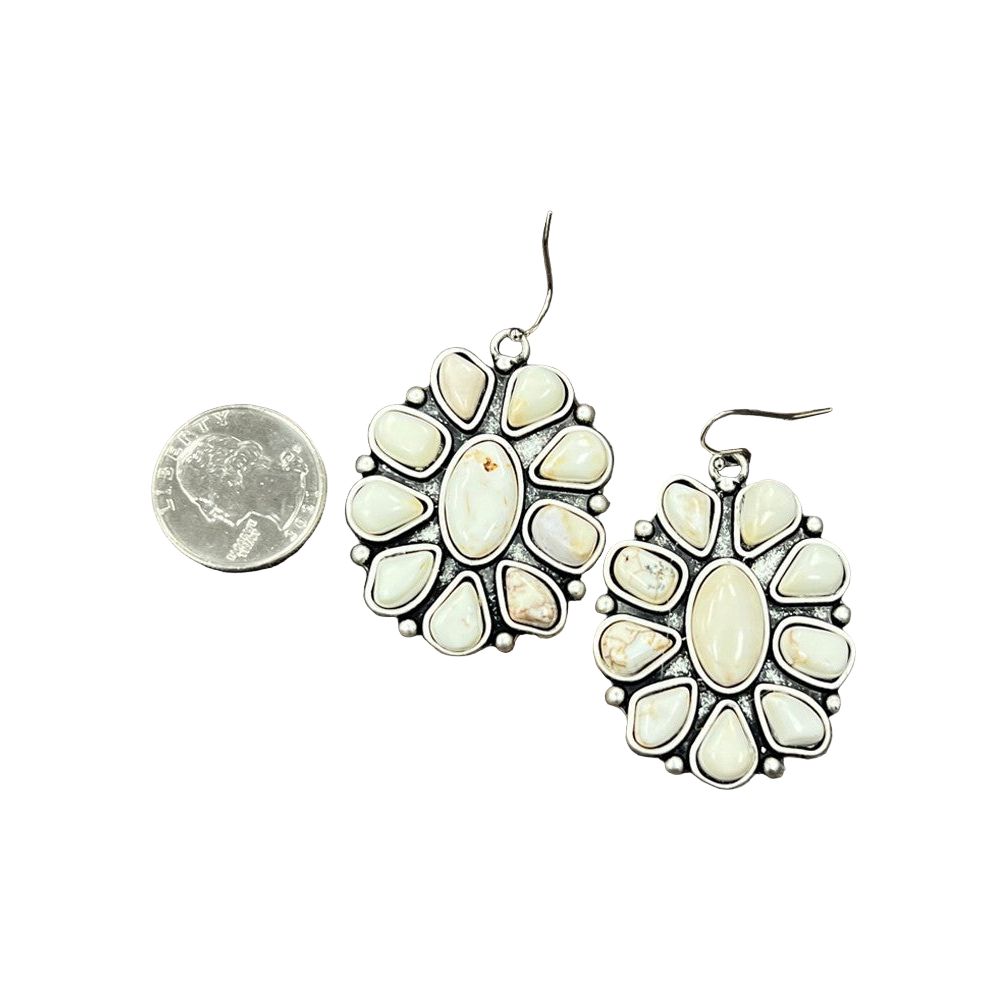 Women's Isac 1.8" Long Navajo White Turquoise Earrings 