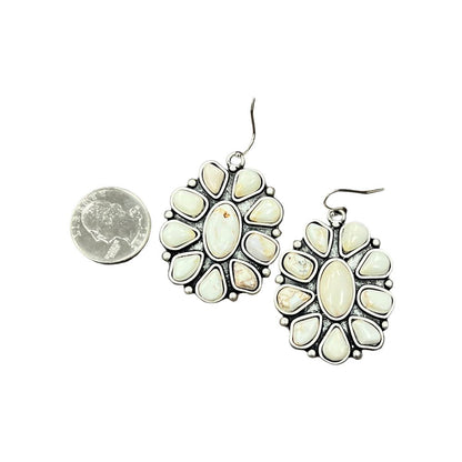 Women's Isac 1.8" Long Navajo White Turquoise Earrings 