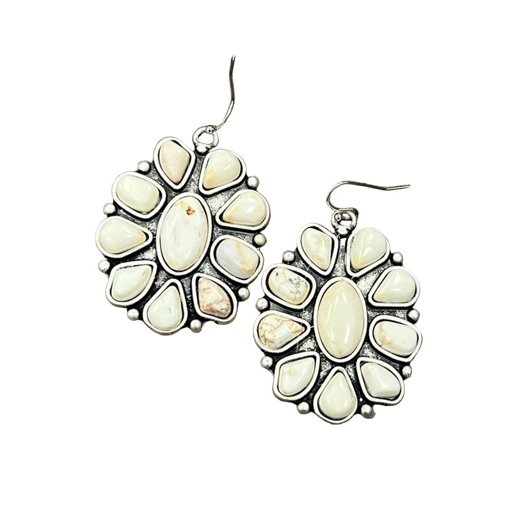 Women's Isac 1.8" Long Navajo White Turquoise Earrings 
